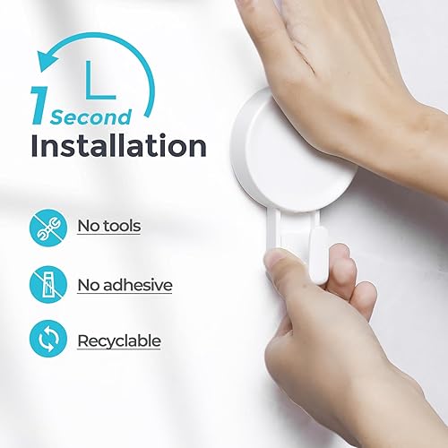 GlobaLink Crochet Ventouse- Lot de 6 Ventouse Crochets sans Trace Porte Serviette Ventouse, Crochets en Plastique Réutilisable sans Perçage pour Murs lisses de Cuisine, Toilettes, Salle de bains-5KG - Nail Gallerys