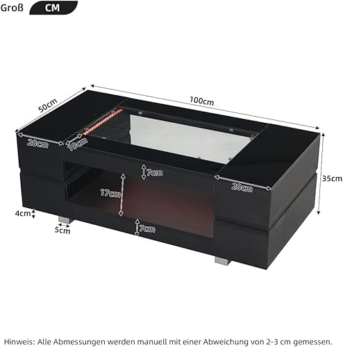 Zubaliya Table Basse LED avec contrôle par Application Bluetooth, Design Creux à Double Couche Haute Brillance, Convient pour Le Salon, la fête, Le Bureau, Blanc - Nail Gallerys