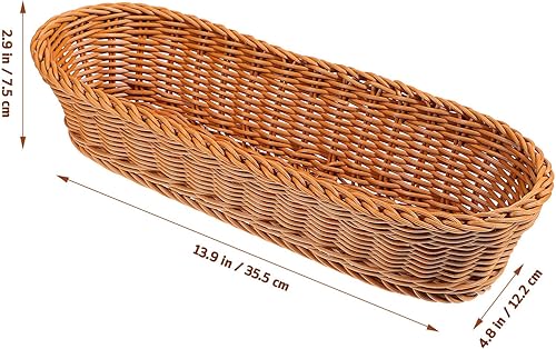 Luxshiny Corbeille à Pain en Osier Tissé - Panier de Rangement Ovale en Rotin (35x12 cm) pour Cuisine, Restaurant, Salle à Manger - Stockage Aliments, Fruits, Pain (Couleur Marron, PP) - Nail Gallerys