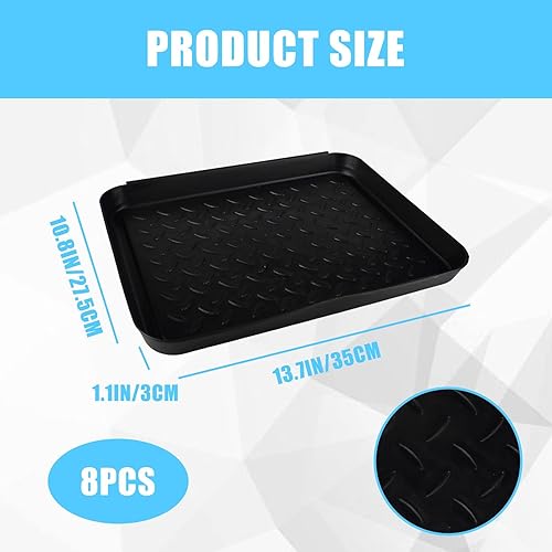 Lot de 8 bacs d'égouttement à chaussures - En plastique - Avec bord surélevé - Pour couloir, armoire, jardin (35 x 27 x 3 cm) - Nail Gallerys