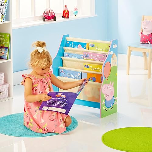 Peppa Pig - Bibliothèque à pochettes- Rangement de livres pour chambre d’enfant, Rose, 60 x 51 x 23 cm - Nail Gallerys
