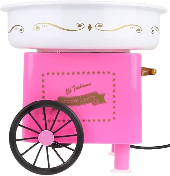Retoo Machine à barbe à papa rétro avec 10 bâtonnets et gobelet mesureur selon le modèle d'un appareil à barbe à papa de 1900, Cotton Candy Machine pour anniversaire d'enfant, rose - Nail Gallerys