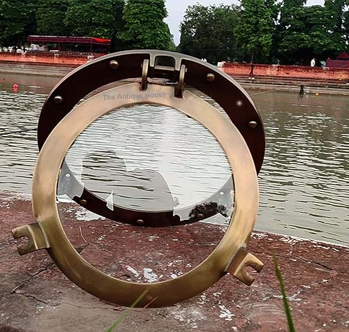 THE ANTIQUE HOUSE Hublot transparent antique nautique de 15 pouces, fenêtre ronde, verre transparent, fenêtre nautique, cadeau hublot - Nail Gallerys