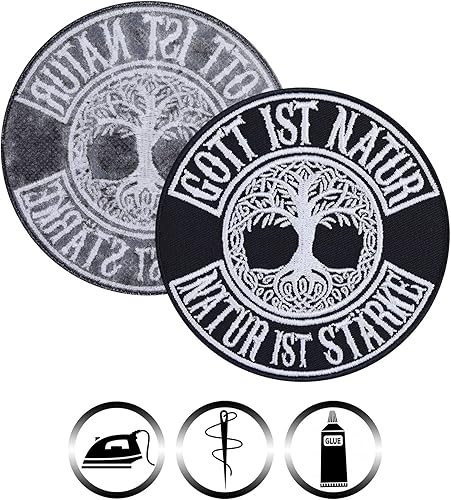 Écusson YGGDRASIL, l'Arbre de Vie viking | Patch du symbole de l'Arbre de Vie, patch viking à thermocoller ou à coudre | Appliqué pour sac de sport viking | 90x90mm - Nail Gallerys