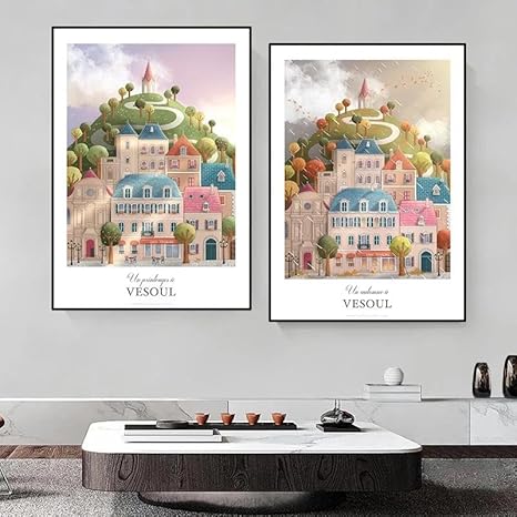 Baibexing Vesoul 4 Saisons Affiches Haute-Saône Franche-Comté Voyage Paysage Toile Peinture Mur Art Pour Salon Décoration De La Maison 30X40Cmx3Pcs Sans Cadre - Nail Gallerys