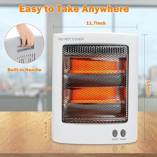 SONBION Radiateur Infrarouge, 800W Radiateur Halogène avec 2 Chaleur Réglages, Électrique Quartz Radiateurs pour Accueil Chambre Bureau Salon Appartement Garage, Calmer et Meugler Énergie - Nail Gallerys