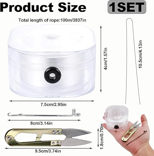 Fil Élastique Transparent de 100M pour Fabrication de Bijoux, 0.6mm Fil Nylon Résistant, Élastique Fil de Perles, Fil Élastique pour Bracelet Convient pour la Fabrication de Bijoux DIY, Colliers - Nail Gallerys