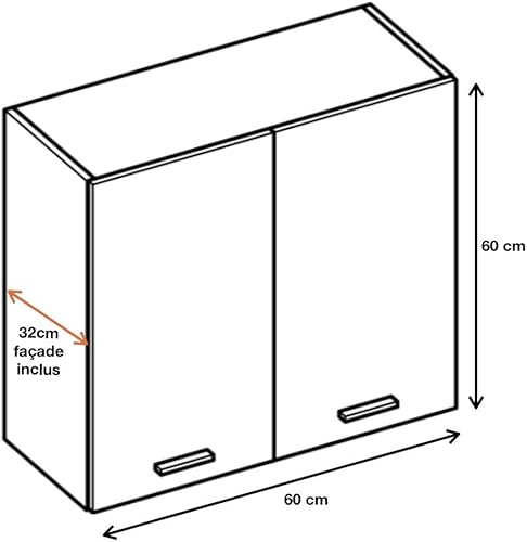 Cuisineandcie - Meuble haut de cuisine Eco Blanc Brillant 2 portes L 60 cm - Nail Gallerys