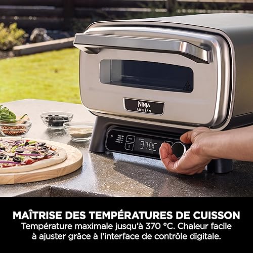 Ninja Artisan Four à pizza et friteuse sans huile électrique d’extérieur, avec 4 modes : Pizza, Frire sans huile, Cuire au four, Faire lever, Avec pierre, pelle, plateau, panier Crousti, Gris MO201EU - Nail Gallerys