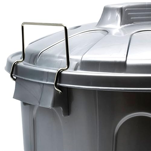Acan Tradineur Poubelle avec couvercle et poignées métalliques, plastique, poubelle de recyclage, industrielle, fabriquée en Espagne (gris, 51 litres) - Nail Gallerys