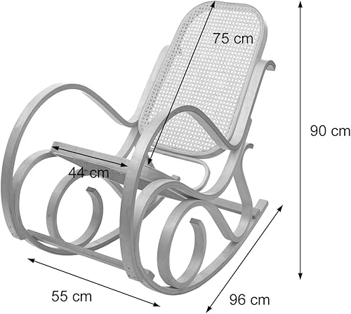 Mendler Rocking-Chair, Fauteuil à Bascule M41 - Imitation Noyer, Tissu Marron - Nail Gallerys