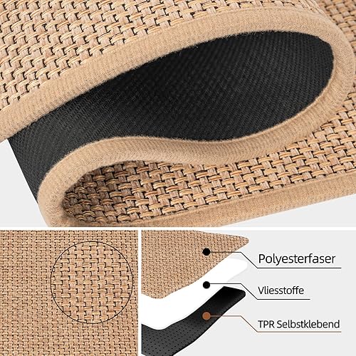 IPEB Tapis d'escalier en lin - 20 x 76 cm - Antidérapant - Sans collage - Autocollant - Pour enfants et personnes âgées et animaux domestiques (15, beige) - Nail Gallerys