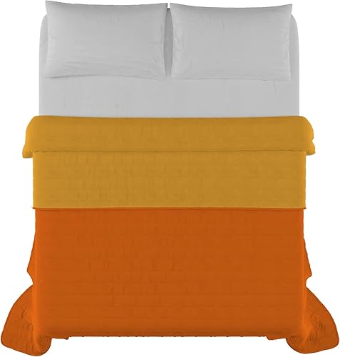 Italian Bed Linen Estivo Édredon élégant, Polyester, Orange Jaune, 260 x 270 cm - Nail Gallerys