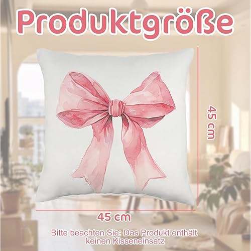 Housses de coussin décoratives pour chambre de fille - Nœud rose - Housses de coussin esthétiques - Peau de pêche - Housses de coussin - Décoration d'intérieur - Cadeaux mignons pour femmes et filles - Nail Gallerys