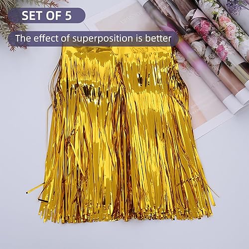 Lot de 5 guirlandes de 10 pieds champagne doré à franges métalliques pour parade de natation, anniversaire, décoration de fête, mariage, Noël, Nouvel An - Nail Gallerys