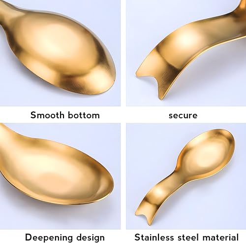 Repose-cuillère en acier inoxydable pour cuisinière & plan de travail – Support de grandes ustensiles pour cuillères, spatules & louches – Antirouille & passe au lave-vaisselle (or) - Nail Gallerys