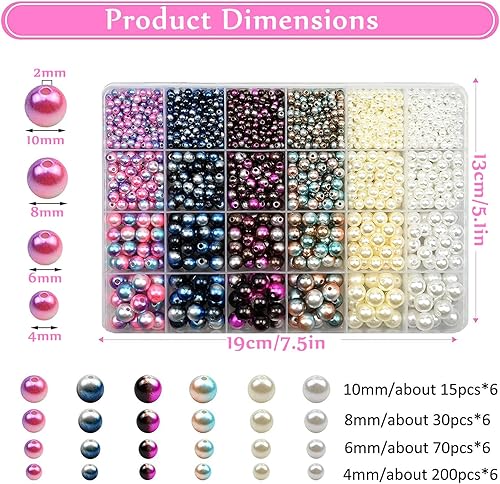 Kit de perles colorées à enfiler - Perles à enfiler - Perles pour bricolage avec trou 4/6/8/10 mm - Kit de fabrication de bijoux - Pour colliers, bracelets, fabrication de bijoux, chaînes, porte-clés, - Nail Gallerys