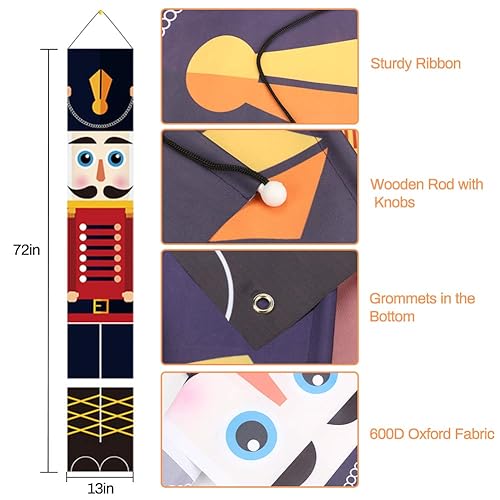 LINGSFIRE Lot de 2 bannières de Noël en forme de casse-noisettes pour porte d'entrée, maison, jardin, intérieur ou extérieur, fête d'enfants, 32 x 180 cm - Nail Gallerys