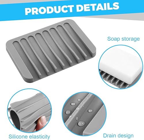 2 Pièces Porte Savon,Garder Les Barres de Savon au Sec Porte-Savon Antidérapant,Porte Savon Salle de Bain,Porte Savon Douche,Support Savon,pour Salle de Bain,Cuisine,Blanc + Gris - Nail Gallerys