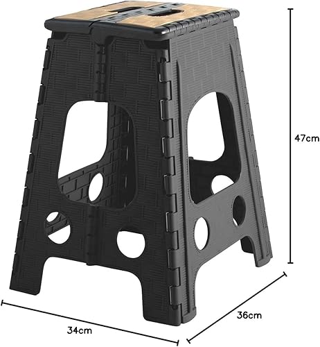 H&H Tabouret Pliant Marron foncé/Marron 34x36x47cm - Nail Gallerys