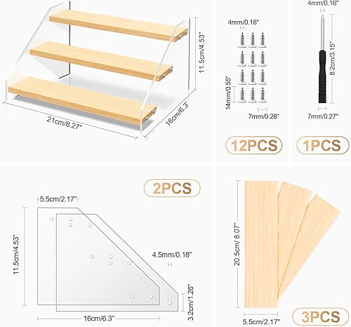 Eucomir Présentoir Acrylique,en Bois, Marches à 3 Niveaux ,pour Collection,Présentation de Figurine,Poupée,Cosmétiques,Cupcake Dessert - Nail Gallerys