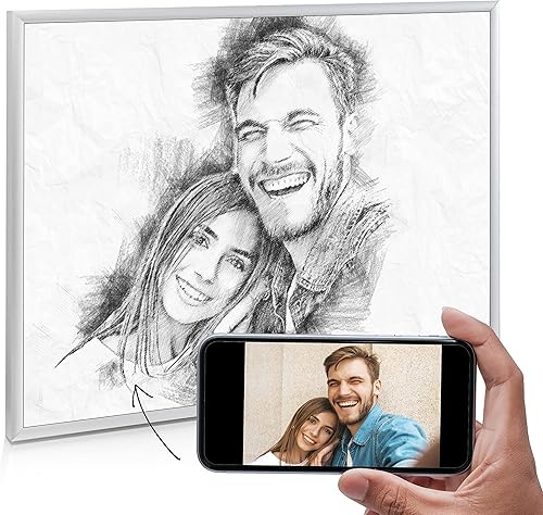 Votre Photo ou Votre Selfie dans Le Style d'un Dessin au Crayon (œuvre d'art numérique), sous Forme de fichier et de Poster, Mariage, Couples, bébé, Cadeau Photo, Enfants, Grands-Parents, Animaux… - Nail Gallerys