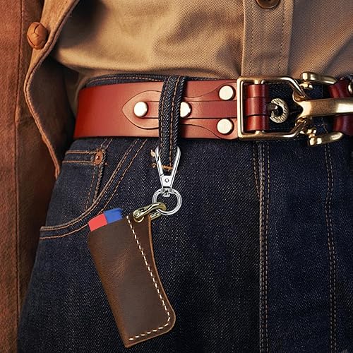 Porte-clés porte-allumeur – Étui à briquet en cuir Crazy Horse, étui d'emballage pour briquet | Pochette de protection d’allumeur de porte-clés en cuir, étui rustique pour allumeurs de taille/sta - Nail Gallerys
