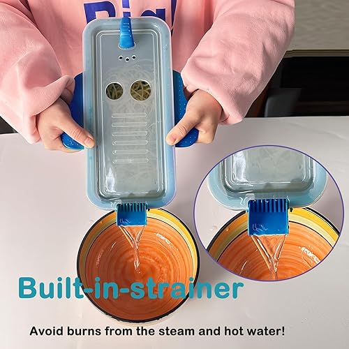 Récipient à pâtes pour micro-ondes de 1,927,8 g avec passoire, cuit rapidement jusqu'à 4 portions de pâtes, cuiseur multifonction pour dortoirs, cuisines ou bureaux (bleu) - Nail Gallerys