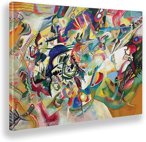 Giallobus - Impression sur toile - Vassily Kandinsky - Composition n ° 7 - Toile à cadre standard - 140x100 - Prêt à accrocher - Peintures pour la maison - Nail Gallerys