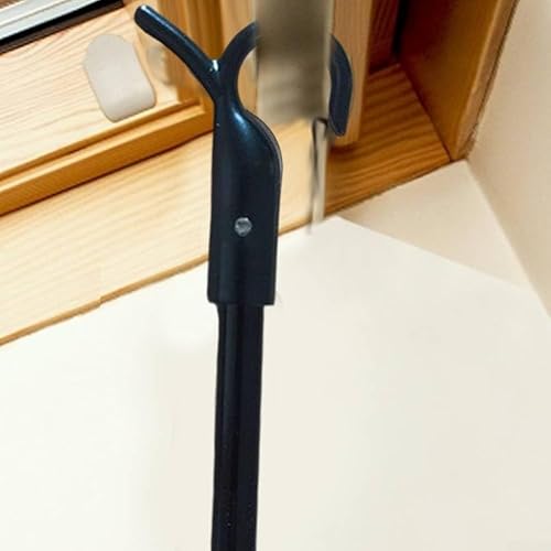 Jotekonoby Tige d'ouvre-fenêtre de toit réglable de 30 à 60 cm en alliage d'aluminium léger avec crochets pour fenêtres hautes, trappes noires - Nail Gallerys