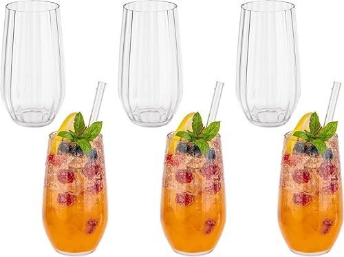 Buddy's Bar - Lot de 6 gobelets en plastique Tritan de qualité supérieure - 470 ml - Sans BPA - Aspect verre cristal - Incassables - Réutilisables - Passe au lave-vaisselle - Transparent - Nail Gallerys