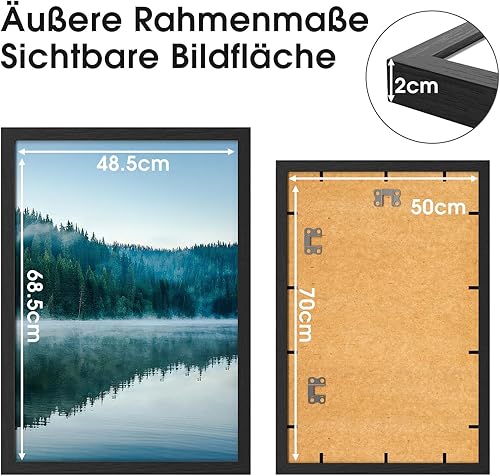COMPOLICY Cadre photo A3 avec cadre photo A2 29,7 x 42 cm, blanc, grand cadre à suspendre, pour photos, images, posters - Nail Gallerys