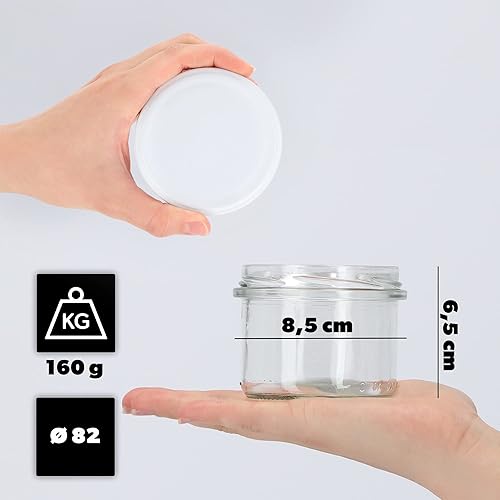 KADAX Lot de 50 petits bocaux à confiture en verre fi82 - 235 ml - Mini bocaux pour miel et épices - Pots à confiture avec couvercle - Bocaux hermétiques à offrir (blancs) - Nail Gallerys