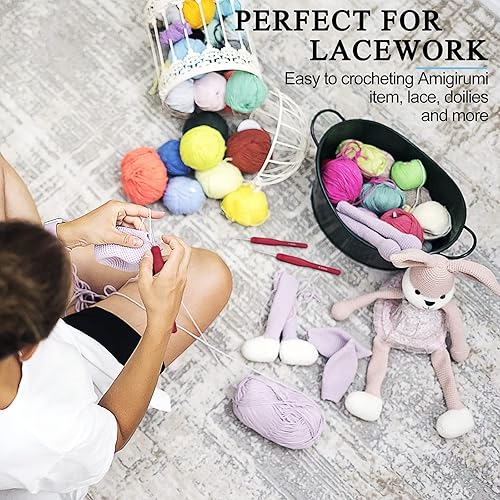 Ensemble de Crochets Coopay - 9 Pièces Rouges Classiques Avec Poche en Lin, 0,5 - 2,5 mm, Petite Taille Pour Fil de Dentelle, Ultra-Fins - Nail Gallerys