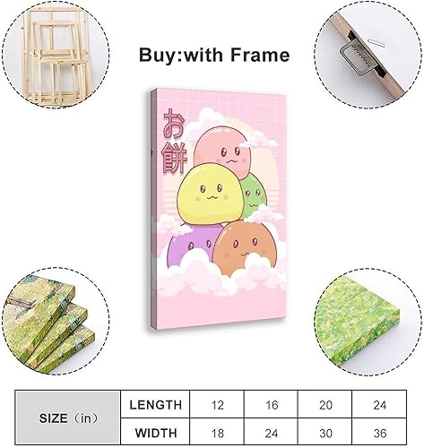 FMSKY Impression sur toile Kawaii Mochi - Nourriture japonaise - Décoration murale pour salon, chambre à coucher - Style sans cadre - 30 x 45 cm - Nail Gallerys