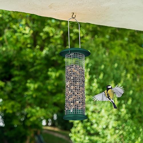 Relaxdays Mangeoire à Oiseaux (Sauvages), Lot de 2, Suspension, en métal, H x D : 31 x 10 cm, Vert et argenté - Nail Gallerys