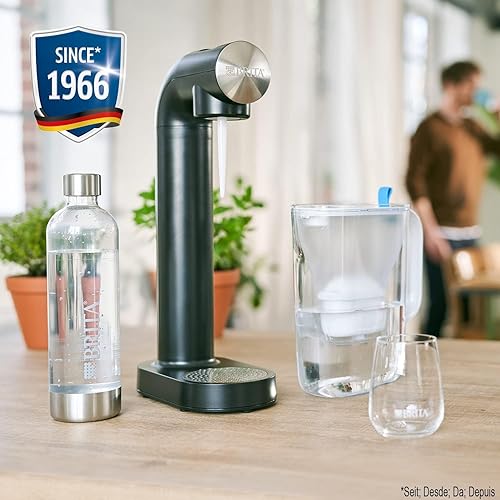 BRITA Machine à Eau Pétillante SodaONE Noire + 3 Bouteilles 1L en PET - Nail Gallerys