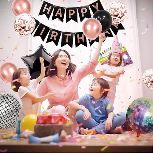 Anlgdi Décoration d'anniversaire 14 ans, pour fille, avec ballons, 14e anniversaire, décoration de fête Happy Birthday, ballons en or rose - Nail Gallerys