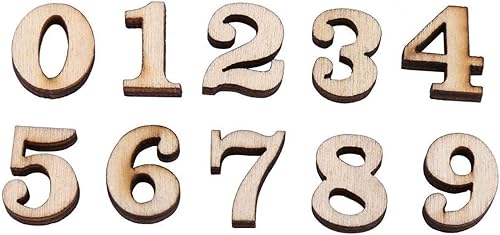 Numéros/Lettres en Bois, 200 Pièces Lettres A-Z en Bois Mélangées / 0-9 Numéros Lettres en Bois Non Finies Numéros pour Bricolage Artisanat Fête de Mariage Décoration de la Maison(Chiffre) - Nail Gallerys