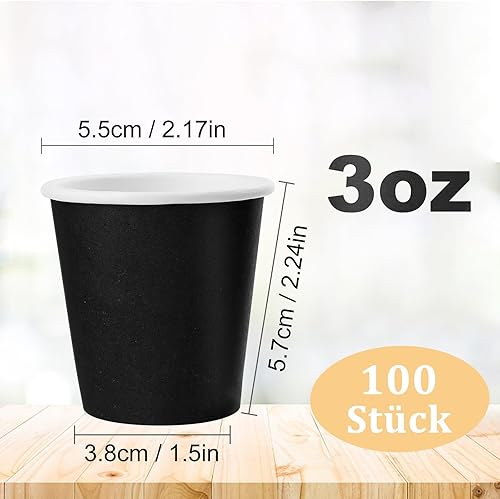 MASPHY [Lot de 100 gobelets en carton de 3 onces, gobelets de salle de bain jetables, mini gobelets à expresso, gobelets en carton jetables de 3 oz pour fête, pique-nique, bureau et voyage (noir) - Nail Gallerys