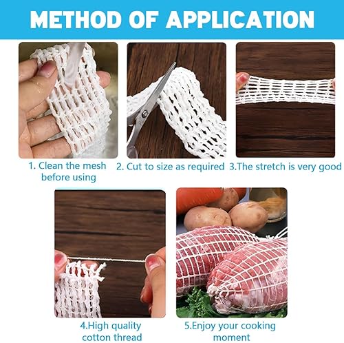 DWFEYOI Filet à Jambon, Filet de Rôtissage,Filet à Viande 300 cm, Filet de Fumage en Coton Alimentaire, Filet de Viande pour Cuisson, Fumage, Conservation, Suspension de Viande, Jambon - Nail Gallerys