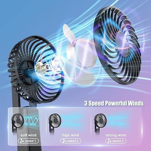LinjunFa USB Ventilateur Portable Pliable- Petit Ventilateur a Main Silencieux, Mini Rechargeable Ventilateur a Pile,Electrique Ventilo Portatif de Poche,Puissant Batterie Hand Fan pour Voyage,Bureau - Nail Gallerys