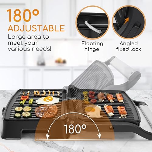 Aigostar Gril viande et panini multifonction, plaques anti-adhésives, ouverture à 180º, 1500W Grills Viande Électriques,Presse à Paninis Avec Régulateur de Température, Bac à Graisse Amovible - Nail Gallerys
