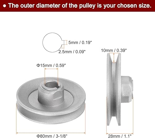 sourcing map 2pcs Industriel Couture Machine Embrayage Moteur Poulie 15mm Intérieur 80mm Extérieur Dia Aluminium Électrique Transfert Roue Poulie - Nail Gallerys