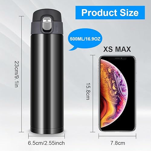 Flintronic Gourde Isotherme, 500ML Bouteille Isotherme en Acier Inoxydable, Gourde Inox, Mug Isotherme Etanche, Bouteille D'eau Lsotherme, Bouteille Lsotherme En Acier Lnoxydable, Tasse De Voyage - Nail Gallerys