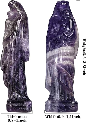 dssmboom Figurines de Reiki Guérison de la Madone et de l'enfant en Cristal, Vierge Marie sculptée à la Main avec l'enfant Jésus Statue Décoration de la Maison catholique, Obsidienne Noire - Nail Gallerys