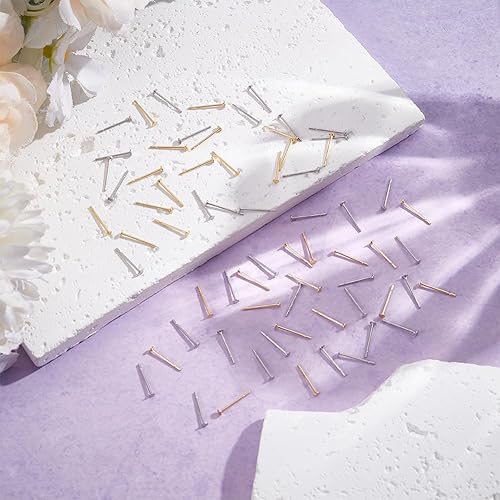 UNICRAFTALE 200 pièce 2 couleurs Clous D'Oreilles Plats Acier Inoxydable Plaquées Or 18 carats pour Boucles D'Oreilles Accessoires de Boucles D'Oreilles Plates Rondes pour Fabrication de Bijoux 2mm - Nail Gallerys