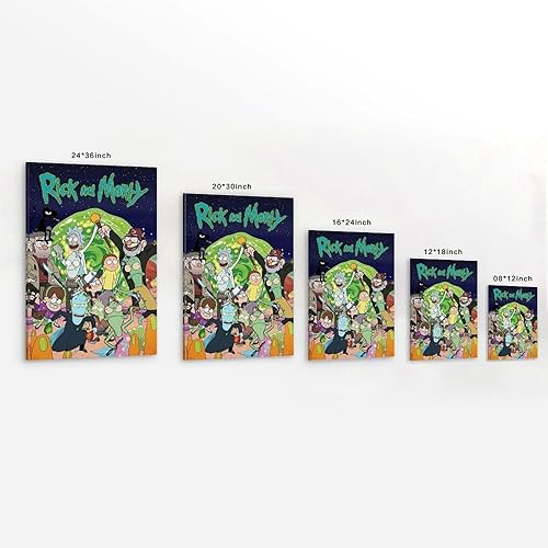 YRUAWRH Rick And Morty (9) Poster mural esthétique sur toile vintage - Peinture décorative pour chambre à coucher, salon - 40 x 60 cm - Style sans cadre - Nail Gallerys