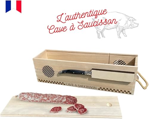 Cave a saucisson Mabouteille.fr - Boite a saucisson planche a decouper avec couteau [ Trancheuse saucisson ] - Nail Gallerys