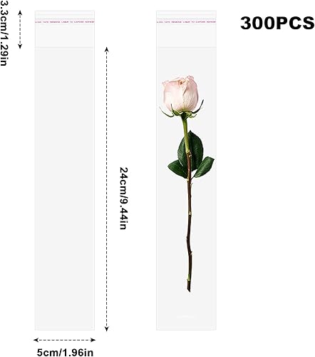 Lot de 300 Sachets Plastiques Transparents, Sacs Cellophane Autocollants Longs pour Bonbons Bijoux Bougies Biscuits Glace sur Bâtonnet (9.4in x 1.9in) (S) - Nail Gallerys